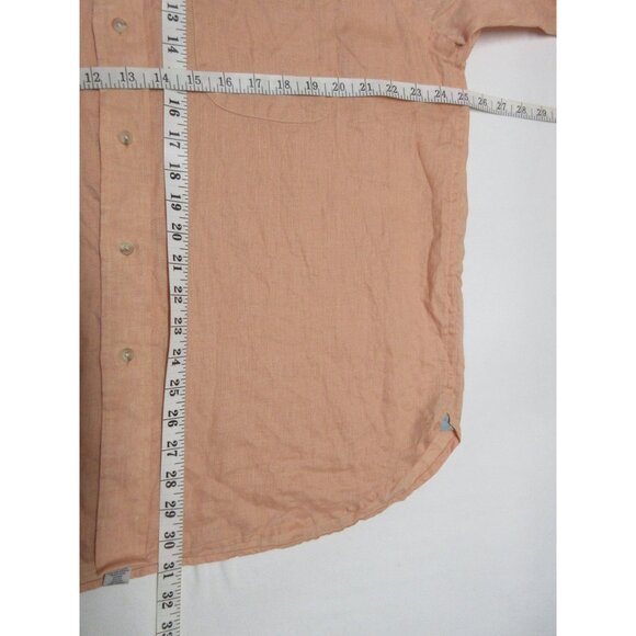 Paul Fredrick men's classic fit long sleeve button up‎ band collar linen shirt L - Picture 9 of 11